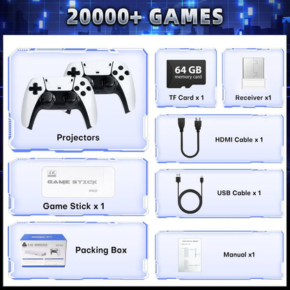 Mini Consola Retro M15 4K | +20.000 Juegos Clásicos | 2 Controles Inalámbricos
